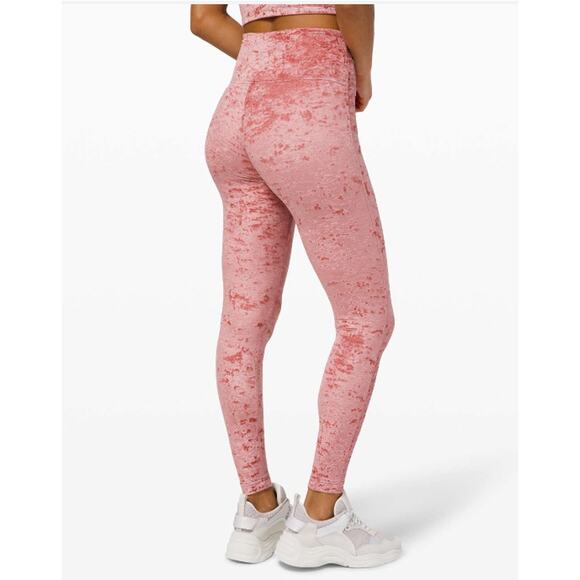 LULULEMON Crushed Velvet Wunder Under Tight Leggings in Pink // 4 - Picture 1 of 11